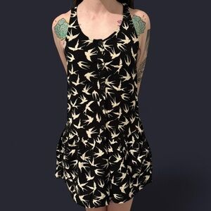 Forever 21 / Button up Sundress / Black and Cream / Bird Print / Size S